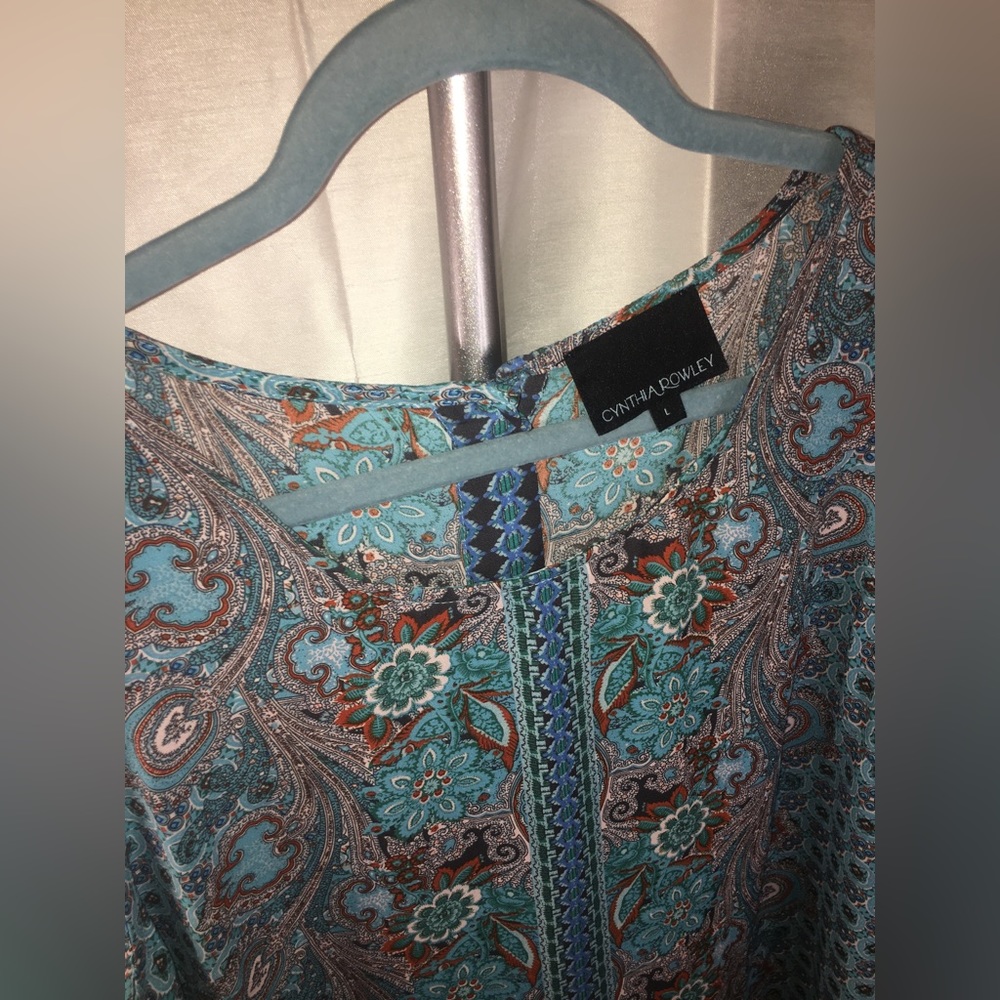 Cynthia Rowley | Women’s Multicolor Paisley Print Pattern Tank Top Blouse - Picture 4 of 12